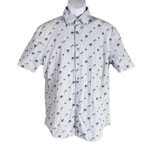 johnnie-O Button Down Shirt Mens Large Gray Palm Tree Performance Large